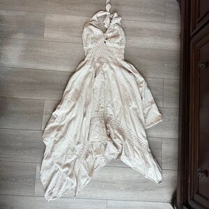 Elegant Cream Halter Dress